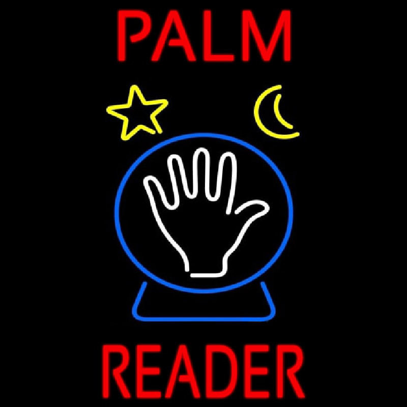 Red Palm Reader With Crystal Enseigne Néon