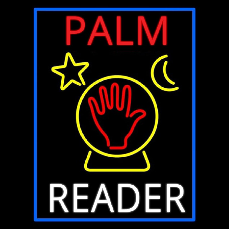 Red Palm White Reader With Crystal Enseigne Néon