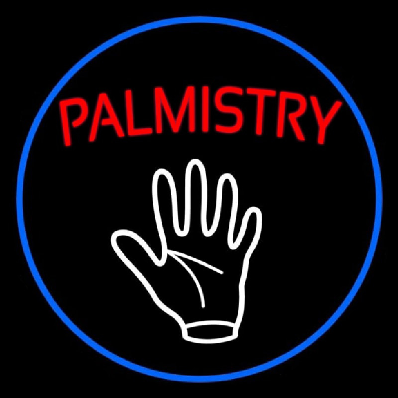 Red Palmistry Blue Border Enseigne Néon