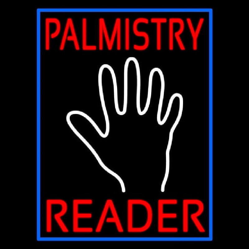 Red Palmistry Reader Blue Border Enseigne Néon