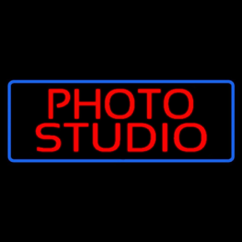 Red Photo Studio Blue Border Enseigne Néon