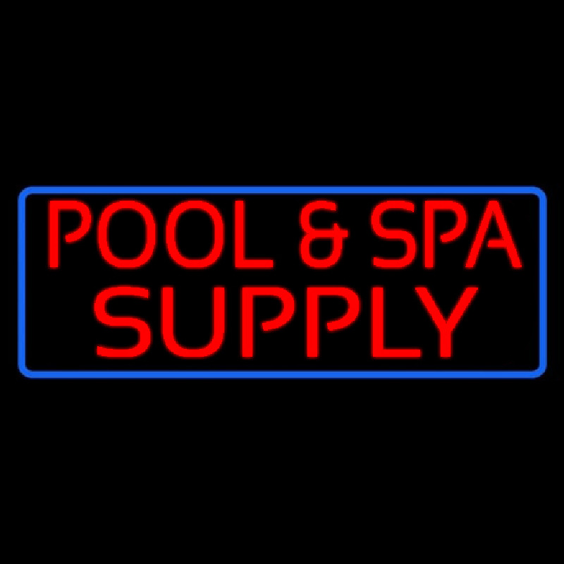 Red Pool And Spa Supply With Blue Border Enseigne Néon