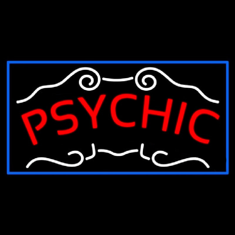 Red Psychic Blue Border Enseigne Néon