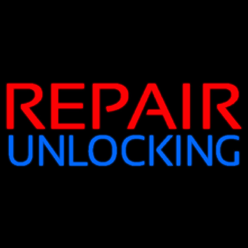 Red Repair Blue Unlocking Block Enseigne Néon