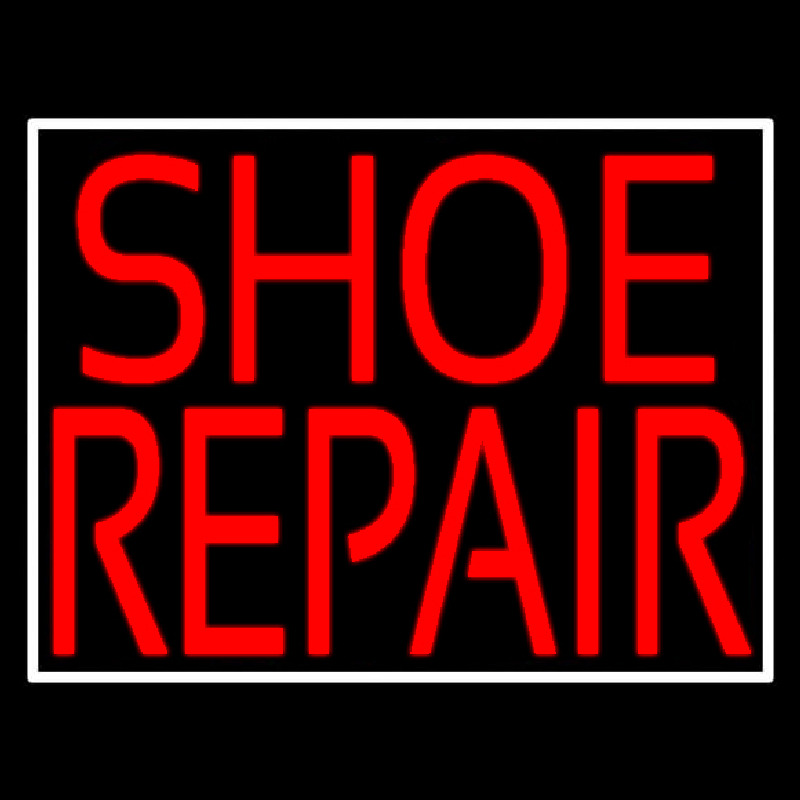 Red Shoe Repair With Border Enseigne Néon