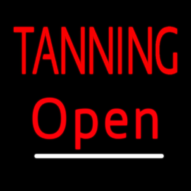 Red Tanning Open White Line Enseigne Néon