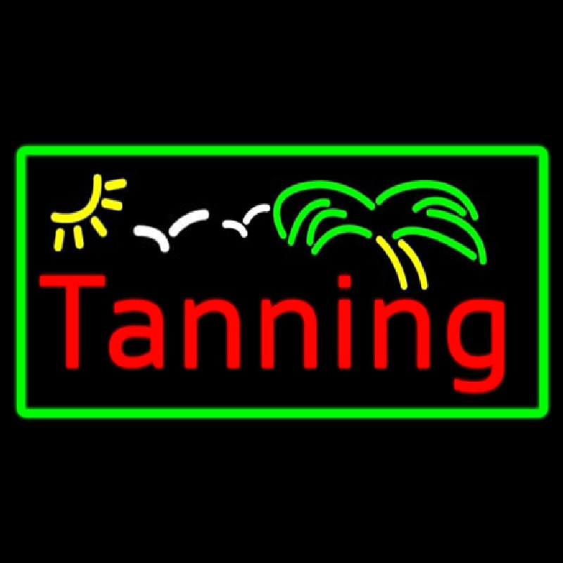 Red Tanning Palm Tree With Green Border Enseigne Néon