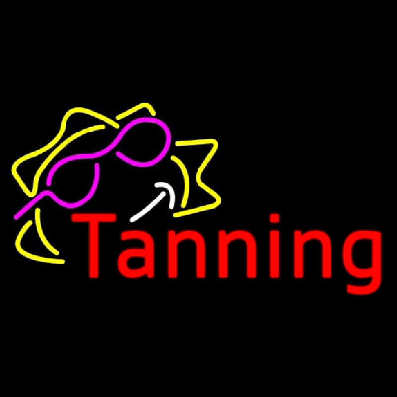 Red Tanning With Sun Logo Enseigne Néon