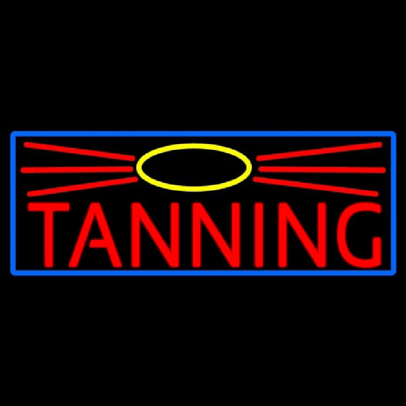 Red Tanning With Sun Logo Enseigne Néon