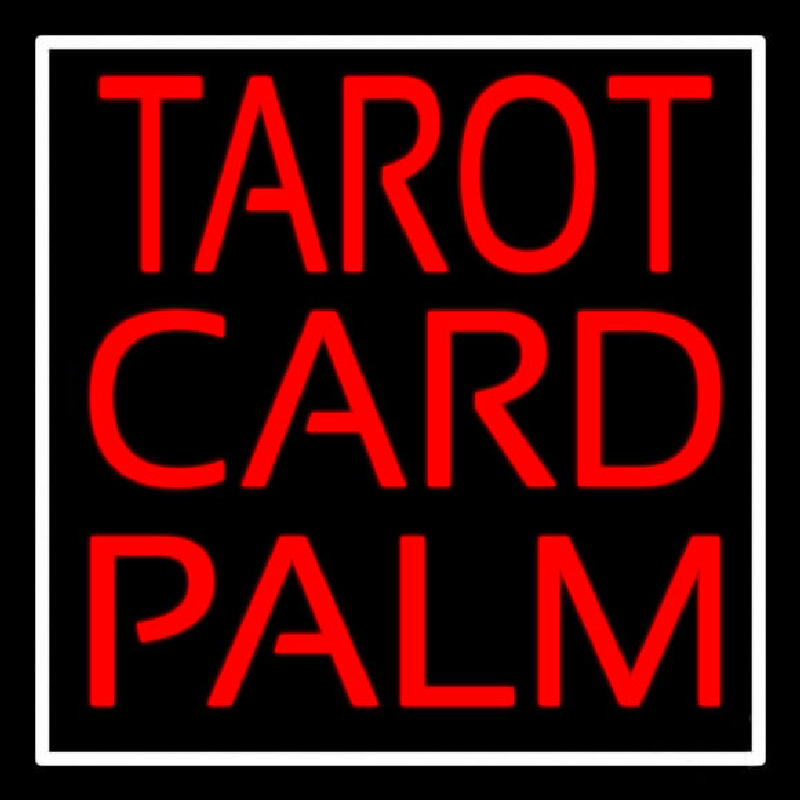 Red Tarot Card Palm And White Border Enseigne Néon