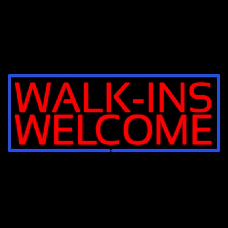 Red Walk Ins Welcome Blue Border Enseigne Néon