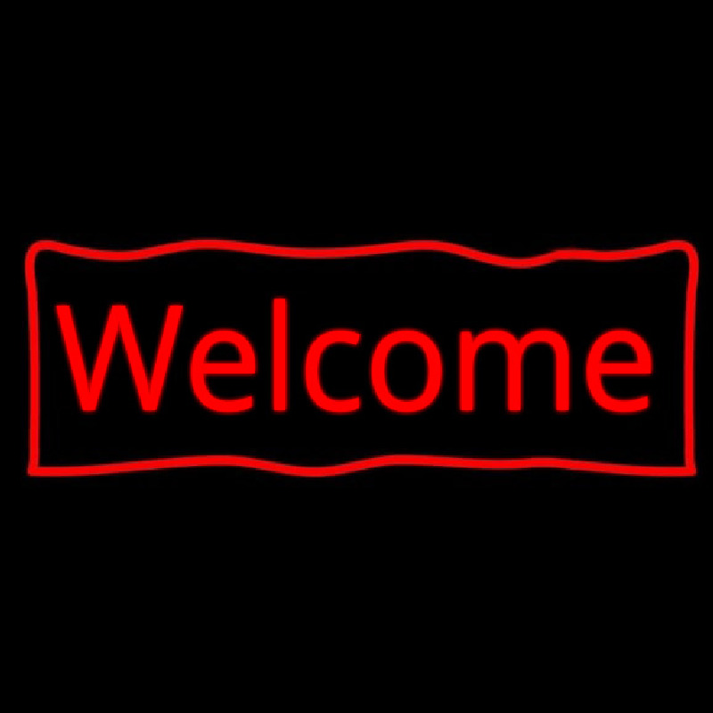 Red Welcome With Outline Enseigne Néon