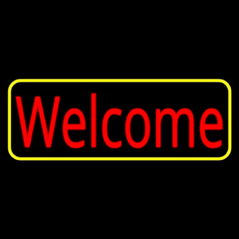 Red Welcome With Yellow Border Enseigne Néon