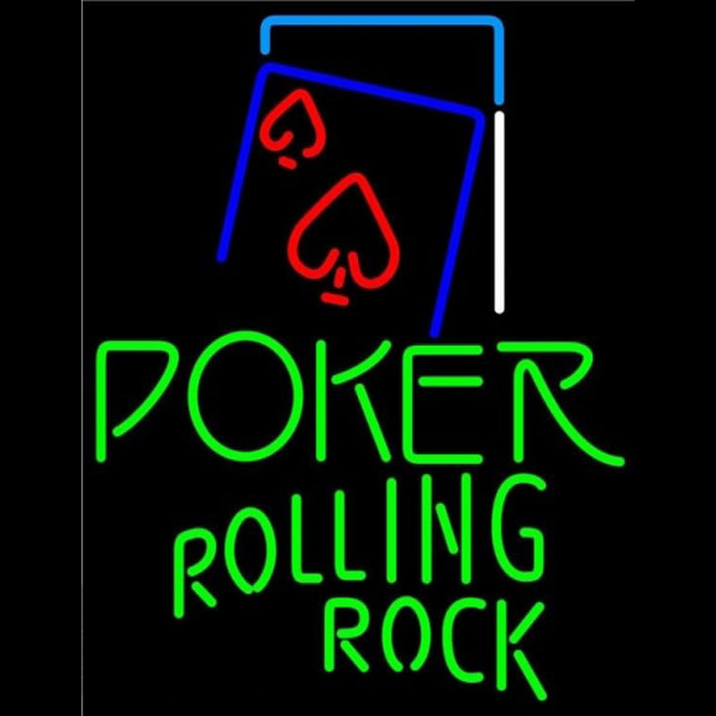 Rolling Rock Green Poker Red Heart Beer Sign Enseigne Néon