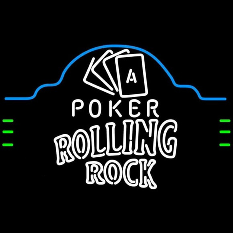 Rolling Rock Poker Ace Cards Beer Sign Enseigne Néon