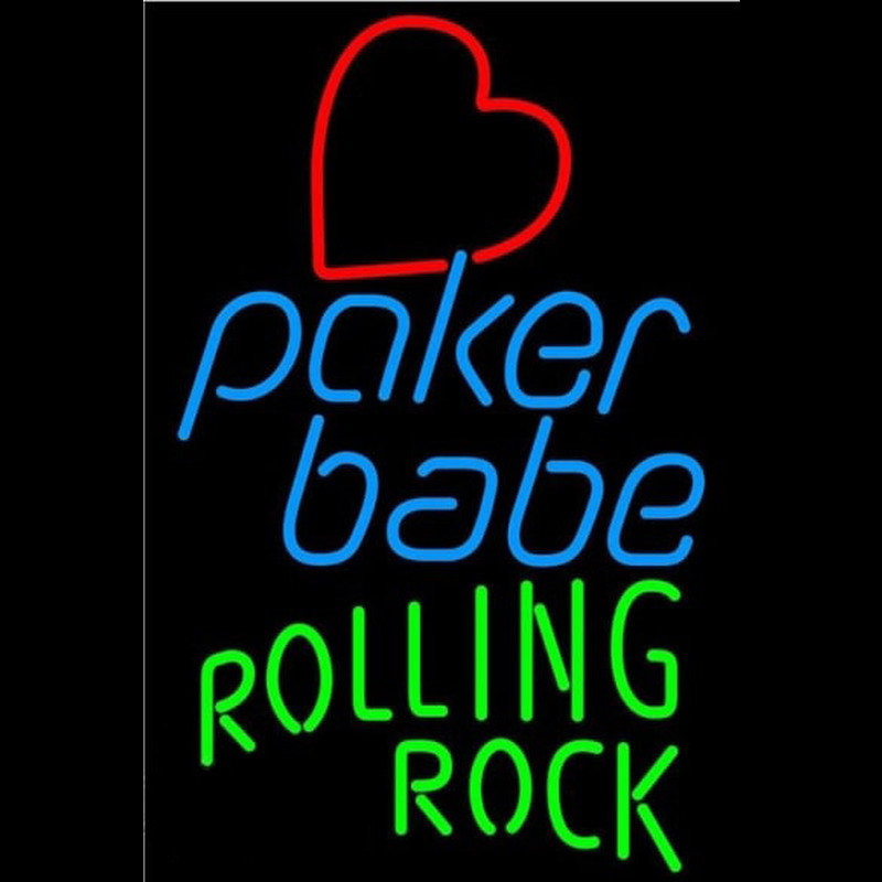 Rolling Rock Poker Girl Heart Babe Beer Sign Enseigne Néon