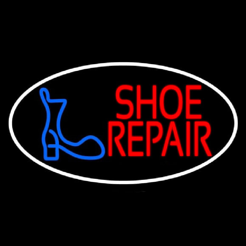 Shoe Repair Logo White Border Enseigne Néon