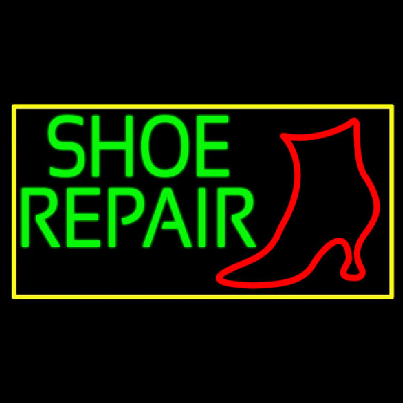 Shoe Repair Yellow Border Enseigne Néon