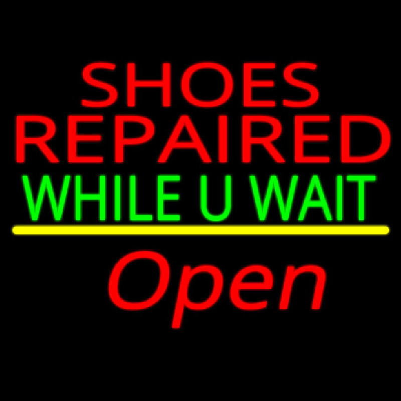 Shoes Repaired While You Wait Open Enseigne Néon