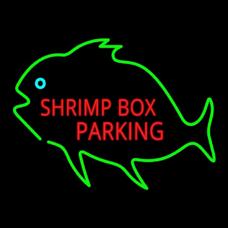 Shrimp Bo  Parking With Green Fish Enseigne Néon