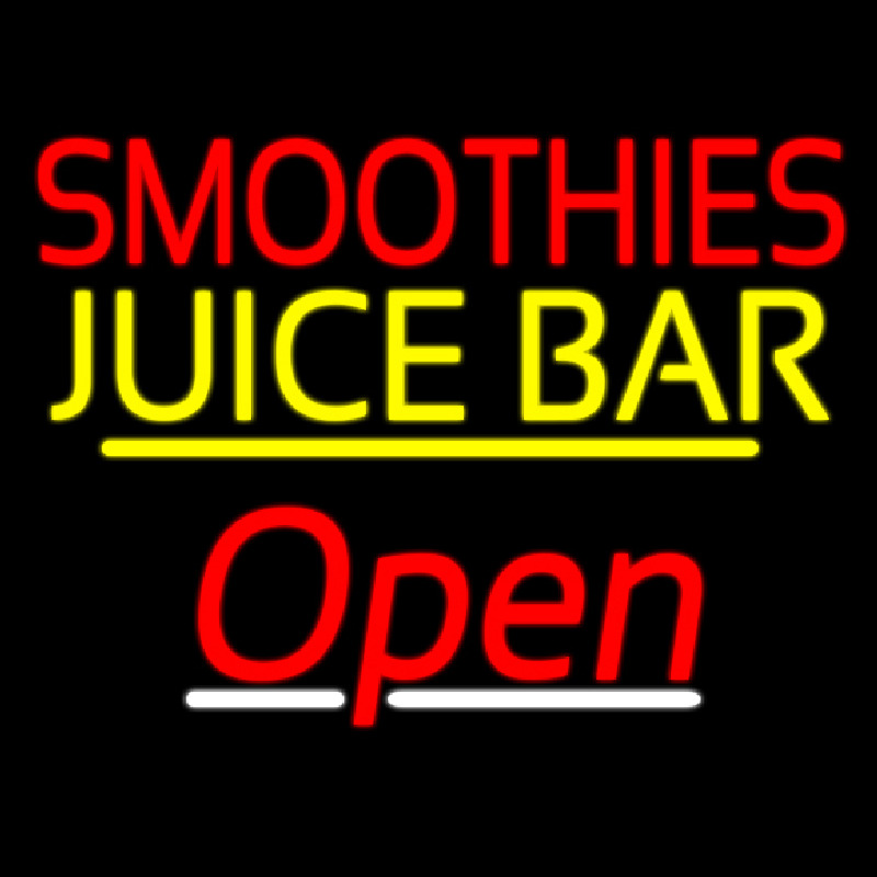 Smoothies Juice Bar Open Yellow Line Enseigne Néon