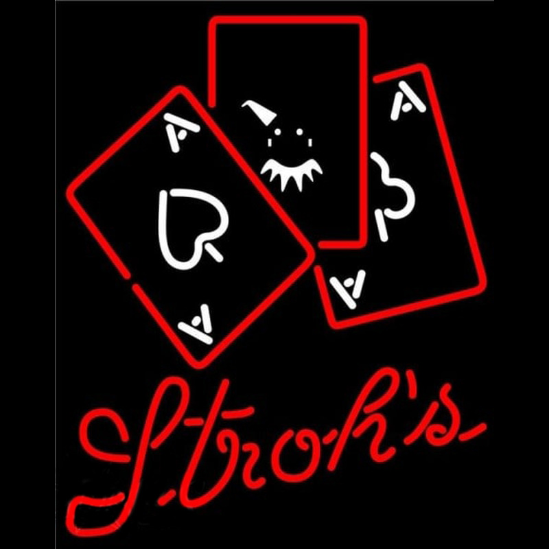 Strohs Ace And Poker Beer Sign Enseigne Néon