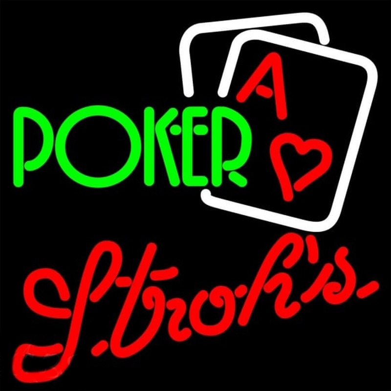 Strohs Green Poker Beer Sign Enseigne Néon