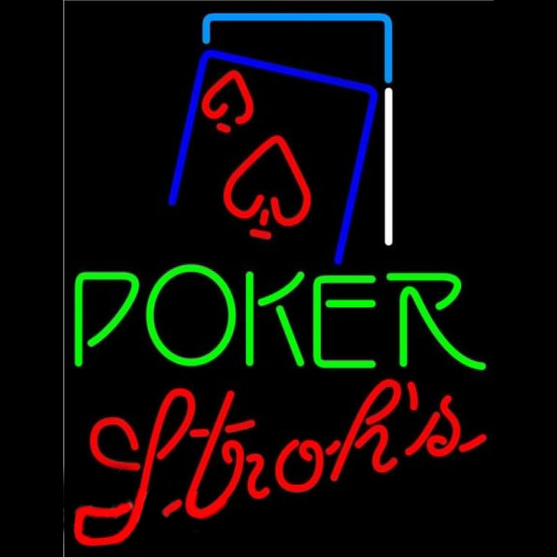 Strohs Green Poker Red Heart Beer Sign Enseigne Néon