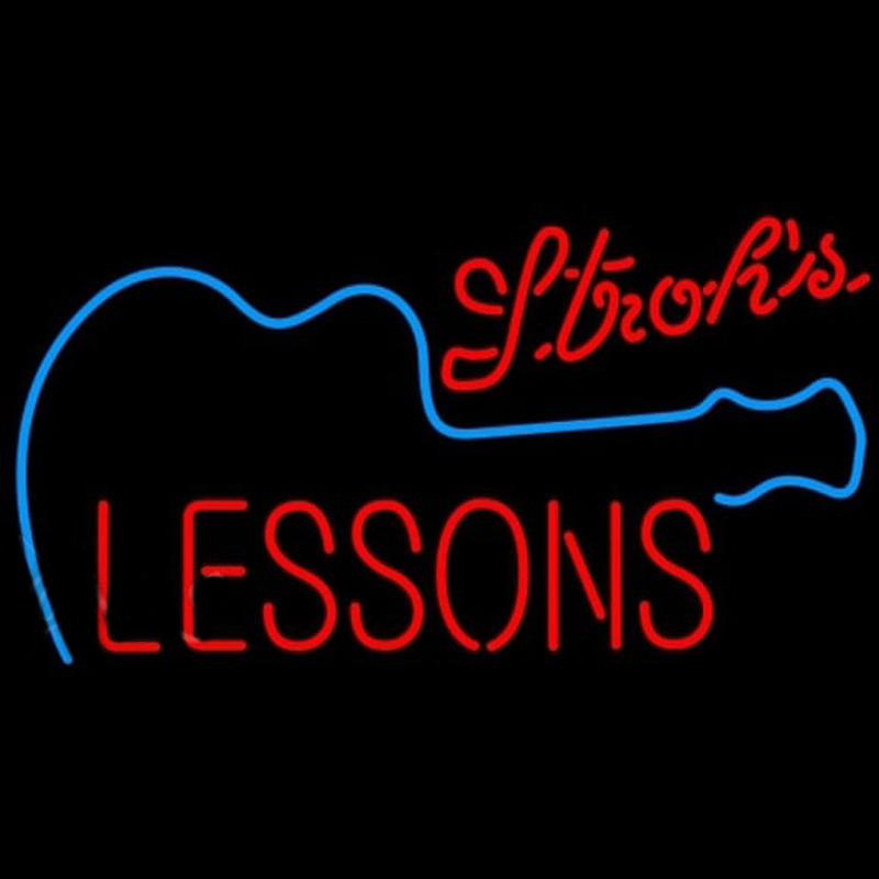 Strohs Guitar Lessons Beer Sign Enseigne Néon