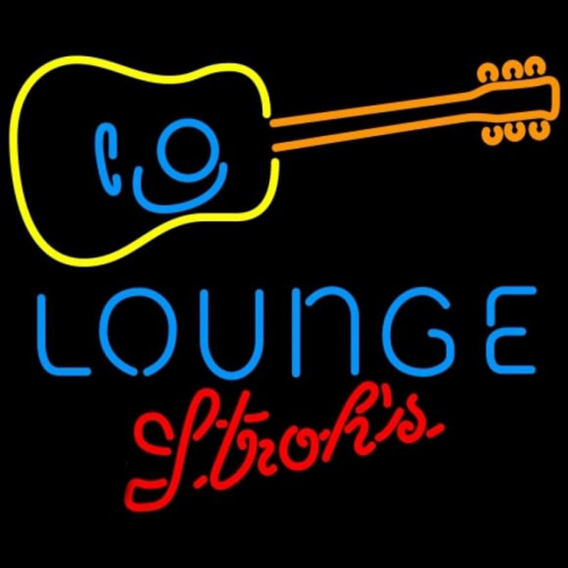 Strohs Guitar Lounge Beer Sign Enseigne Néon