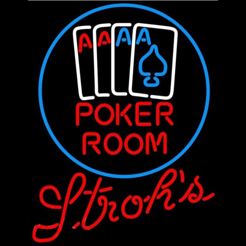 Strohs Poker Room Beer Sign Enseigne Néon