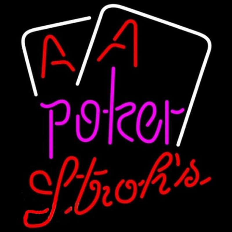 Strohs Purple Lettering Red Aces White Cards Poker Beer Sign Enseigne Néon