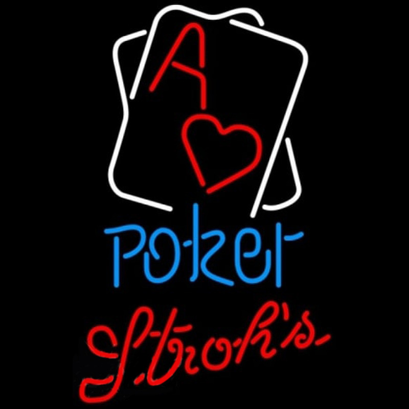 Strohs Rectangular Black Hear Ace Poker Beer Sign Enseigne Néon