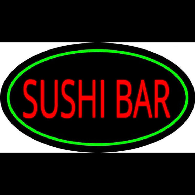 Sushi Bar Oval Green Enseigne Néon