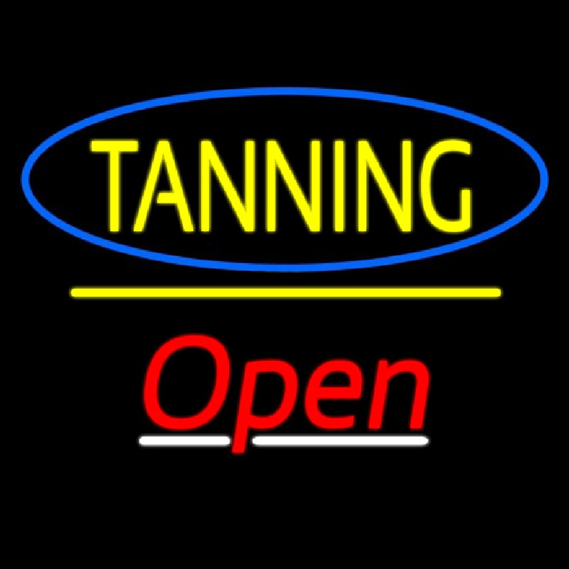 Tanning Open Yellow Line Enseigne Néon