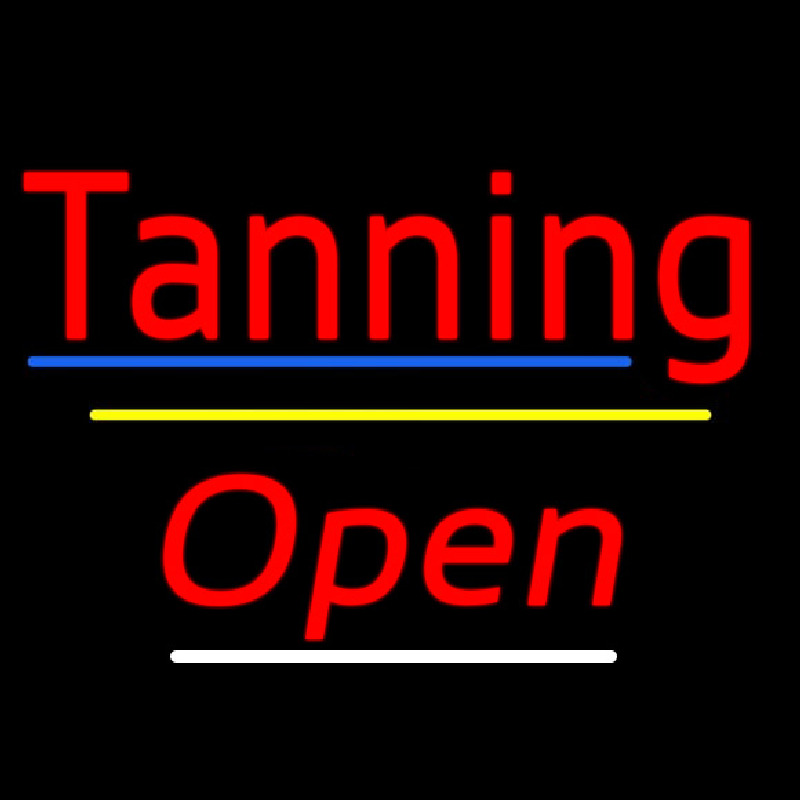 Tanning Open Yellow Line Enseigne Néon