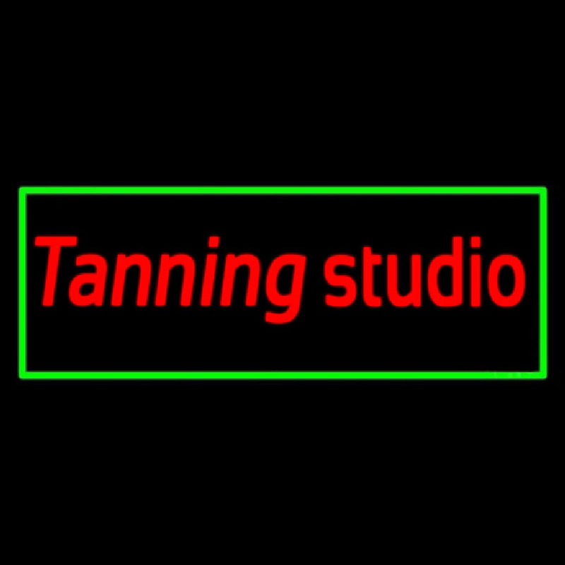 Tanning Studio With Green Border Enseigne Néon