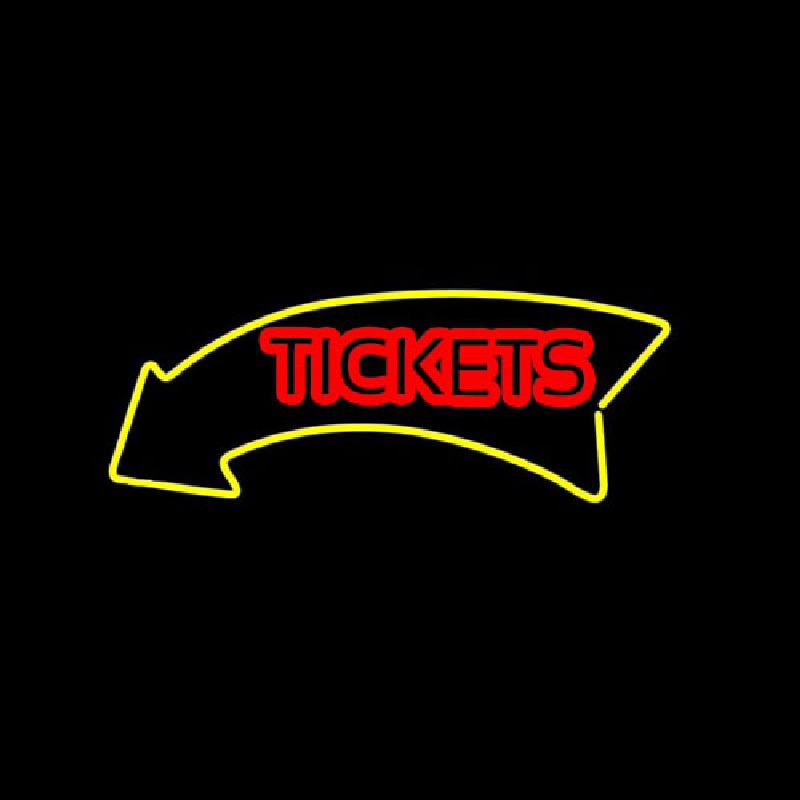 Tickets With Yellow Arrow Enseigne Néon