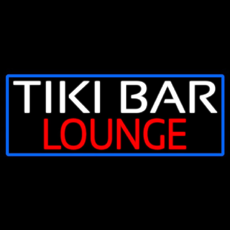 Tiki Bar Lounge With Blue Border Enseigne Néon