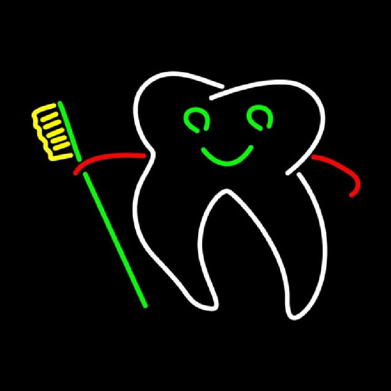 Tooth With Brush Logo Enseigne Néon