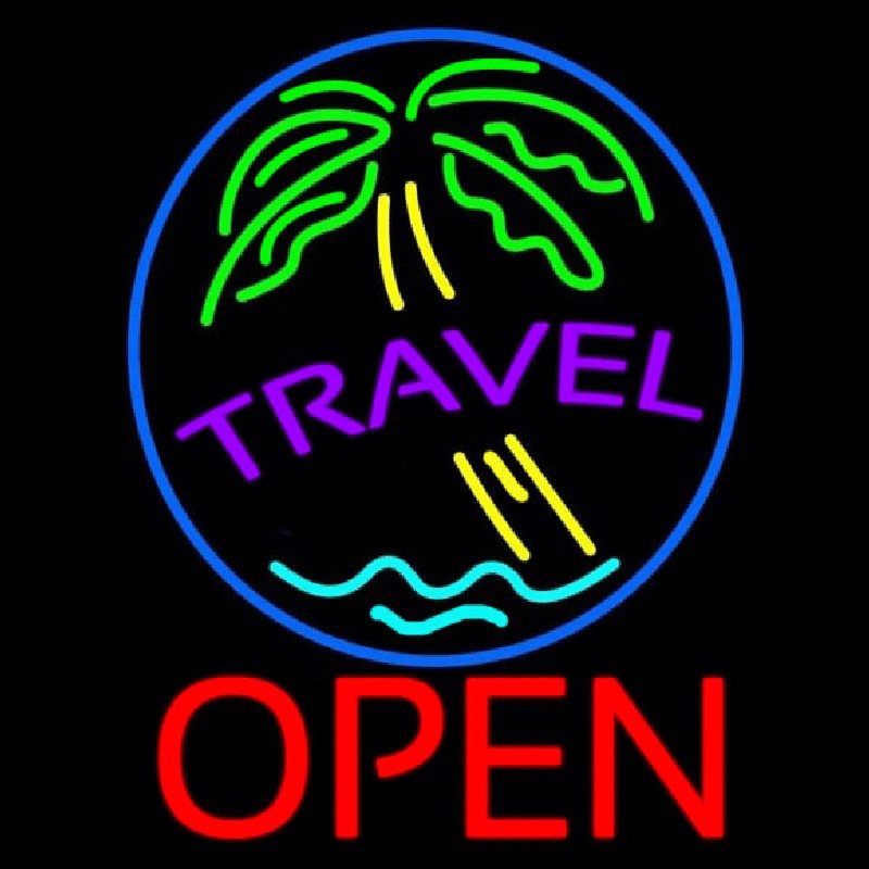 Travel Open Enseigne Néon