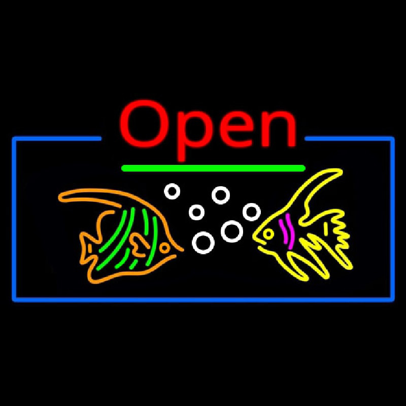 Tropical Fish Logo Open Enseigne Néon