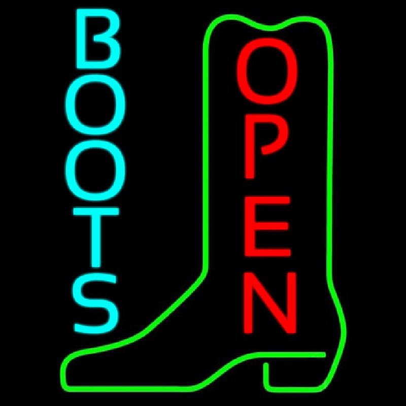 Turquoise Boots Open Enseigne Néon