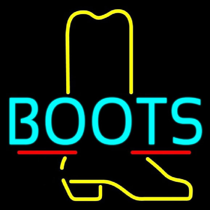 Turquoise Boots With Yellow Logo Enseigne Néon