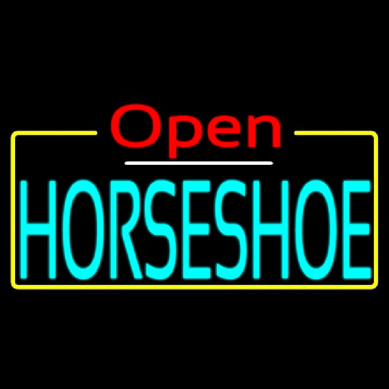 Turquoise Horseshoe Open Enseigne Néon