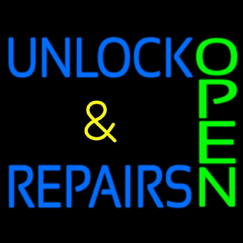 Unlock And Repairs Green Open Enseigne Néon