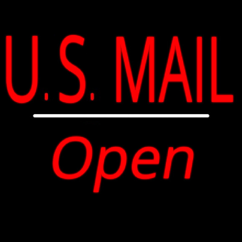 Us Mail Script1 Open White Line Enseigne Néon