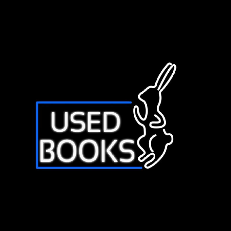 Used Books With Rabbit Logo Enseigne Néon