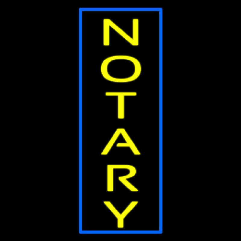 Vertical Yellow Notary Blue Border Enseigne Néon