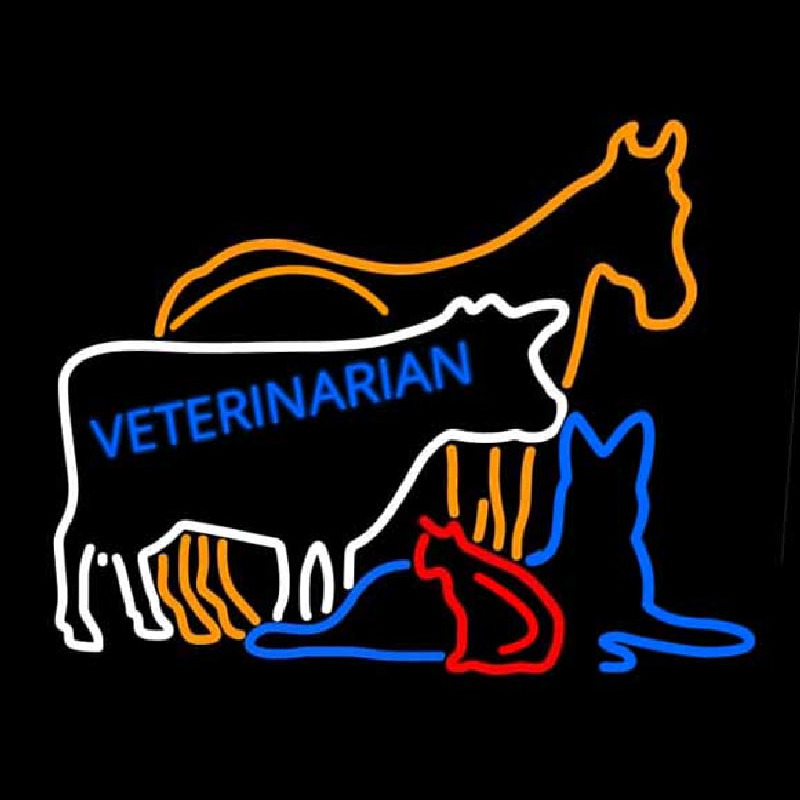 Vet Horse Cow Logo Enseigne Néon